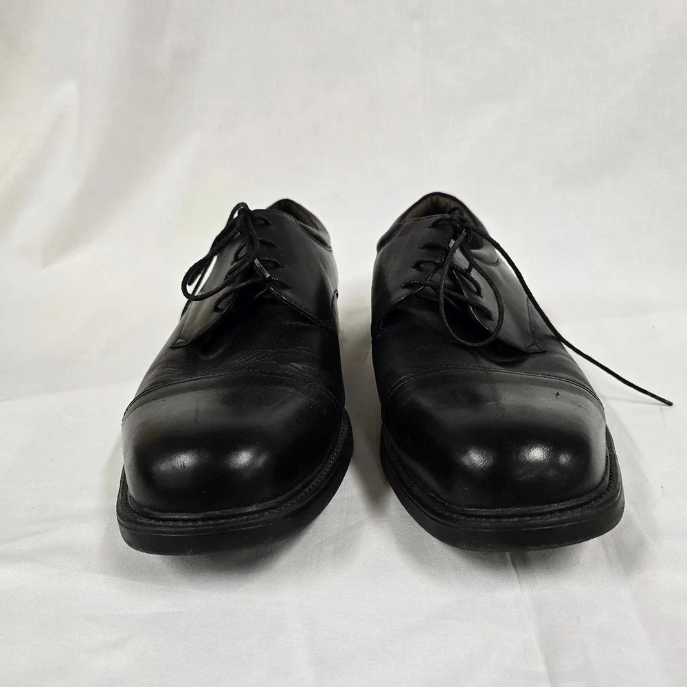 Nunn Bush Mens Black Leather Cap‎ Toe Oxford Shoes Comfort Gel Size 10.5W